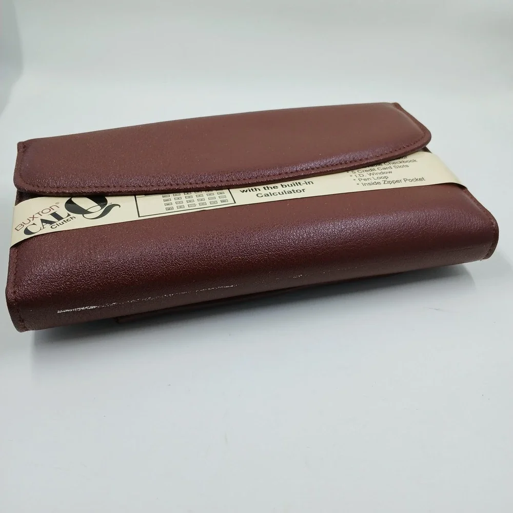 Buxton Leather‎ Wallet Checkclutch Womens One Size Brown CAL-Q Calculator New